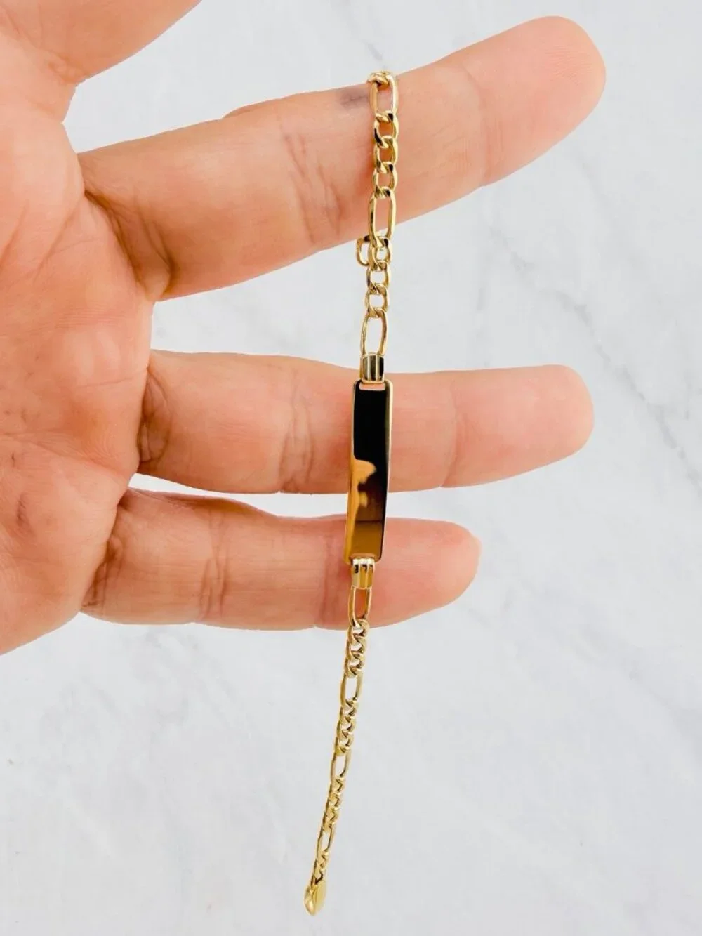 ✦ Real 14K Gold ID Bracelet ✦ Baby / Kids boy Girl Bracelet figaro 6